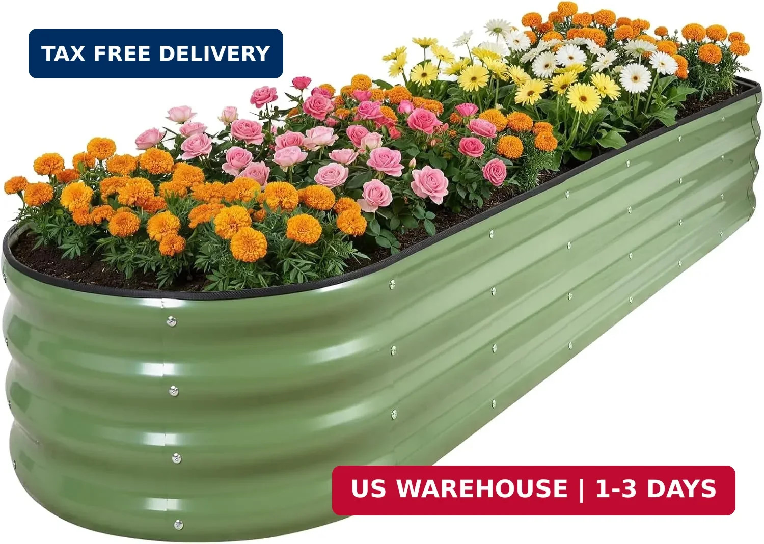 Galvanized Raised Garden Bed 1 Pack, 8x2x1ft Oval Metal Planter Box Outdoor with
