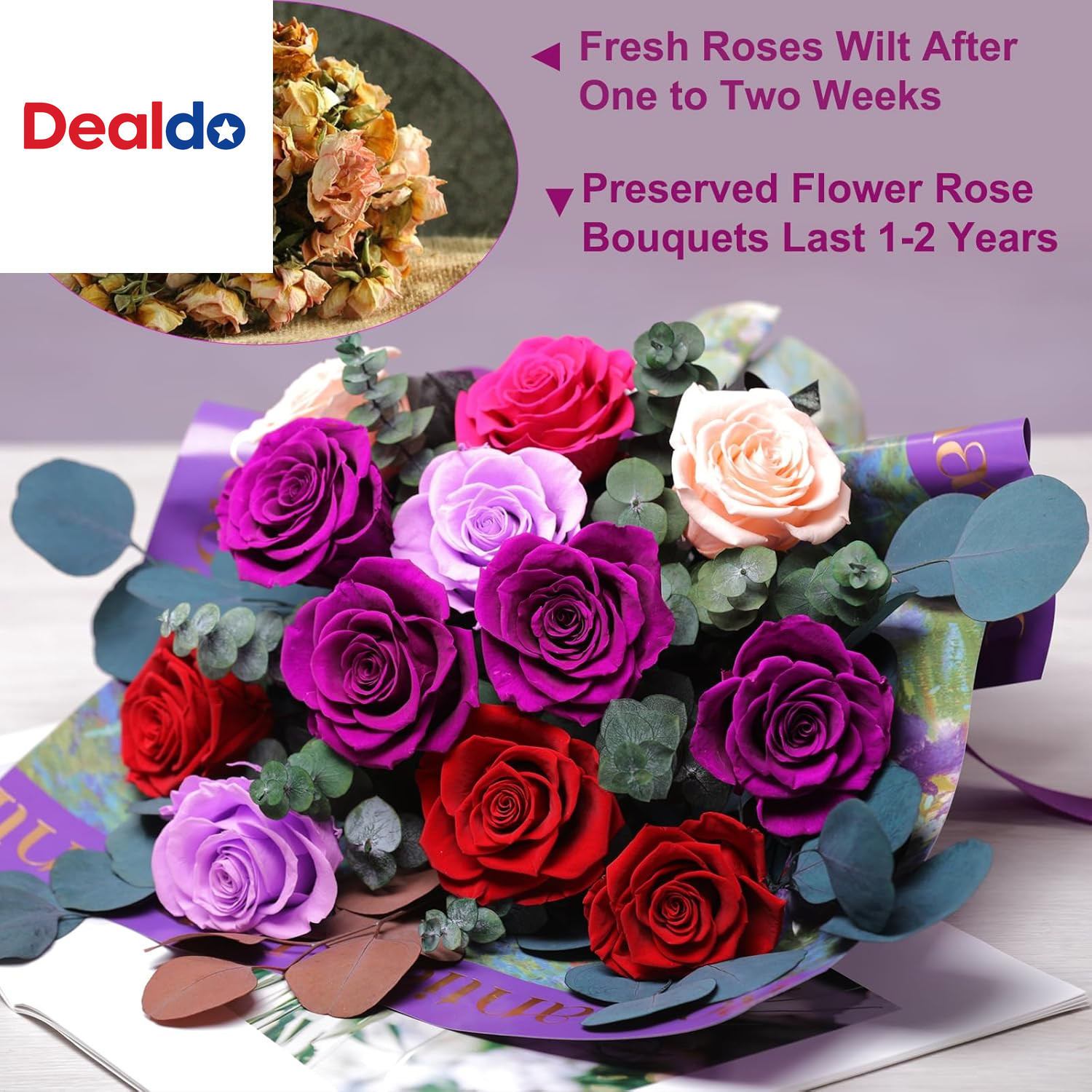 Flowers for Delivery Birthday Flowers Gift for Her,Preserved Flowers Bouquet 12
