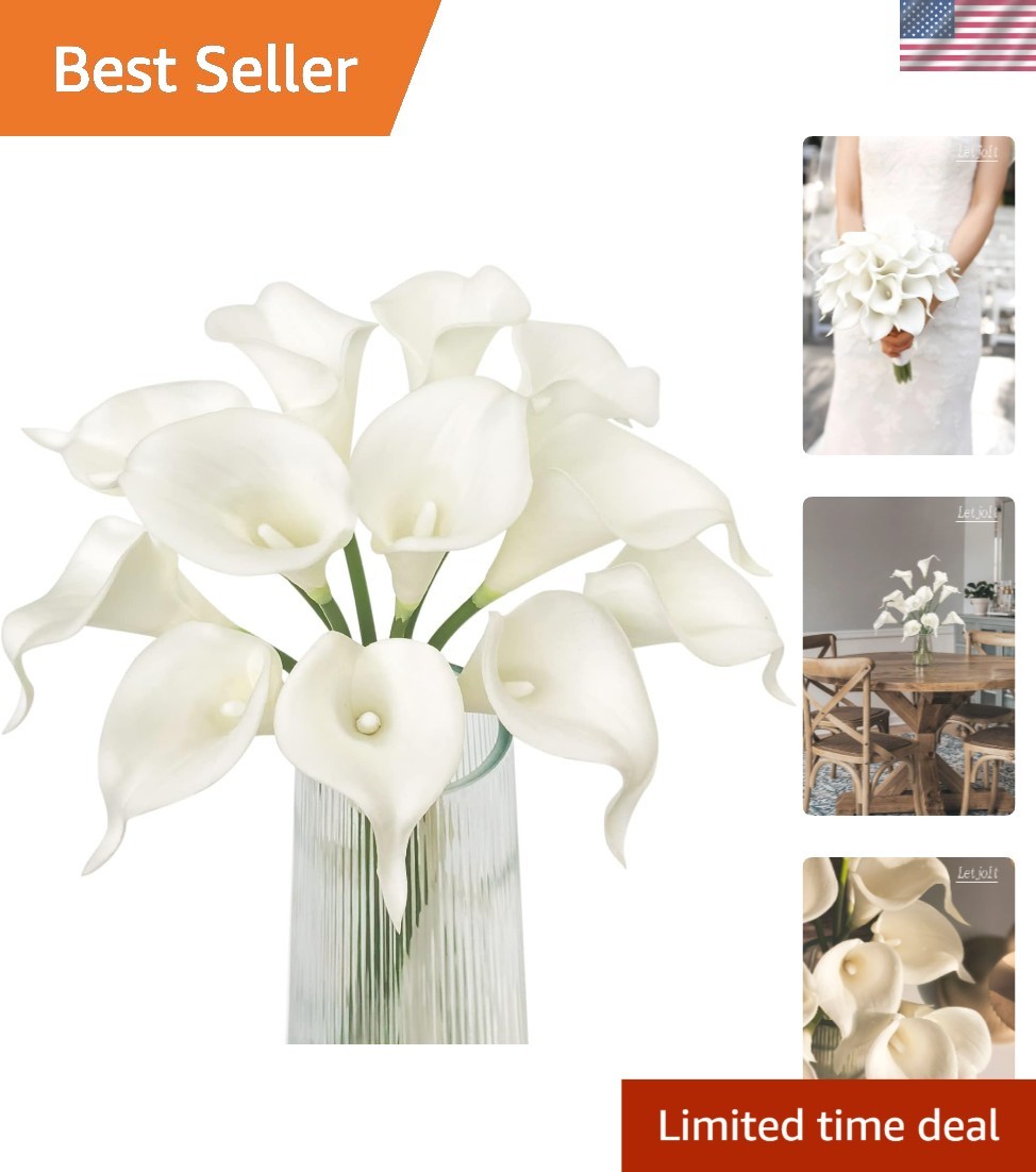 Lifelike White Calla Lily Bouquet – 12 Maintenance-Free Flowers for Any Event