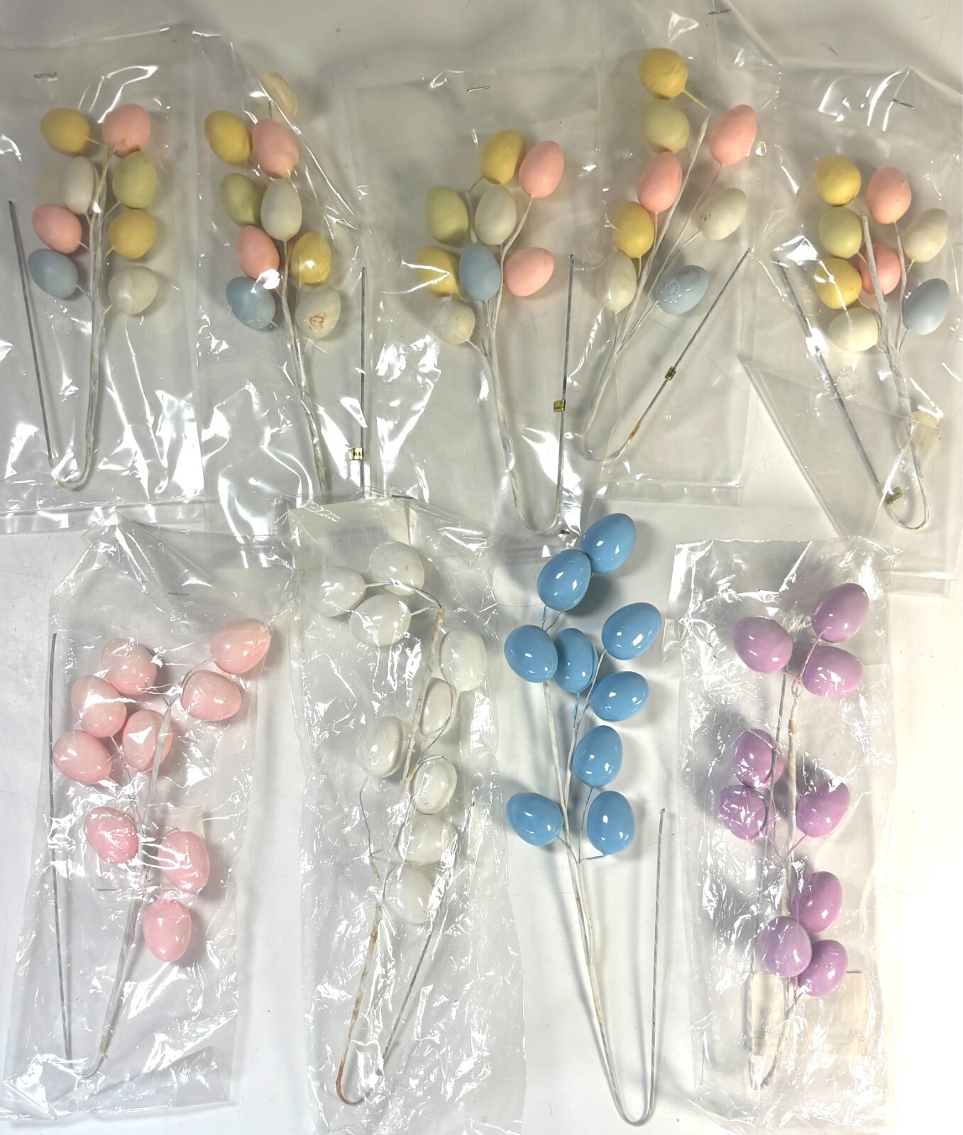 Easter Eggs on Picks Artificial Stems Decor Tree Branch Vintage Crafts