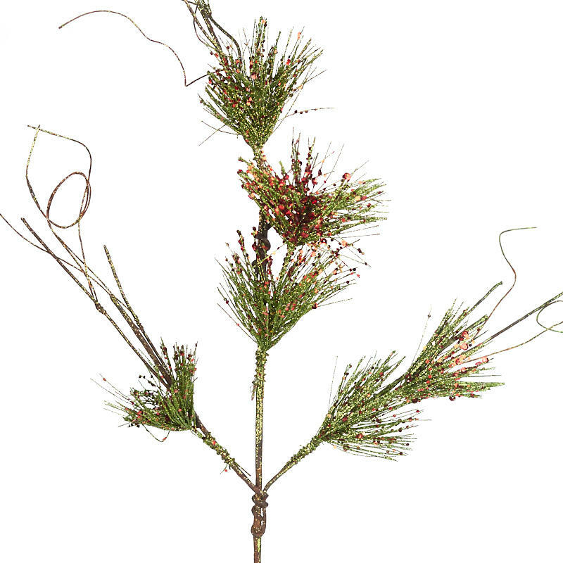 32″ Factory Direct Craft Glitter and Sequin Artificial Pine Floral Spray