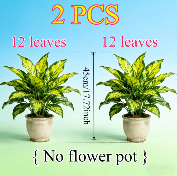 2pcs Artificial Tropical Plant Tree UV Resistant Indoor Outdoor Faux Green Decor