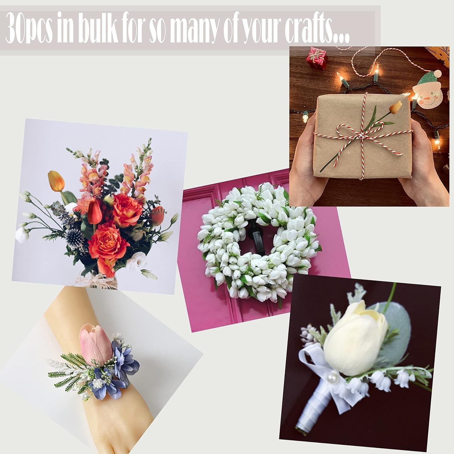 30 Realistic Artificial Tulips in Soft Purple – Perfect for Weddings & Home