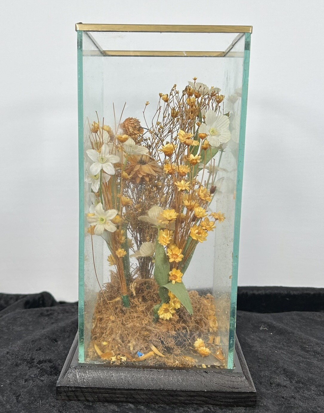 Vintage 70s Terrarium Faux Flowers – Leonard Creations Like Glass Wood
