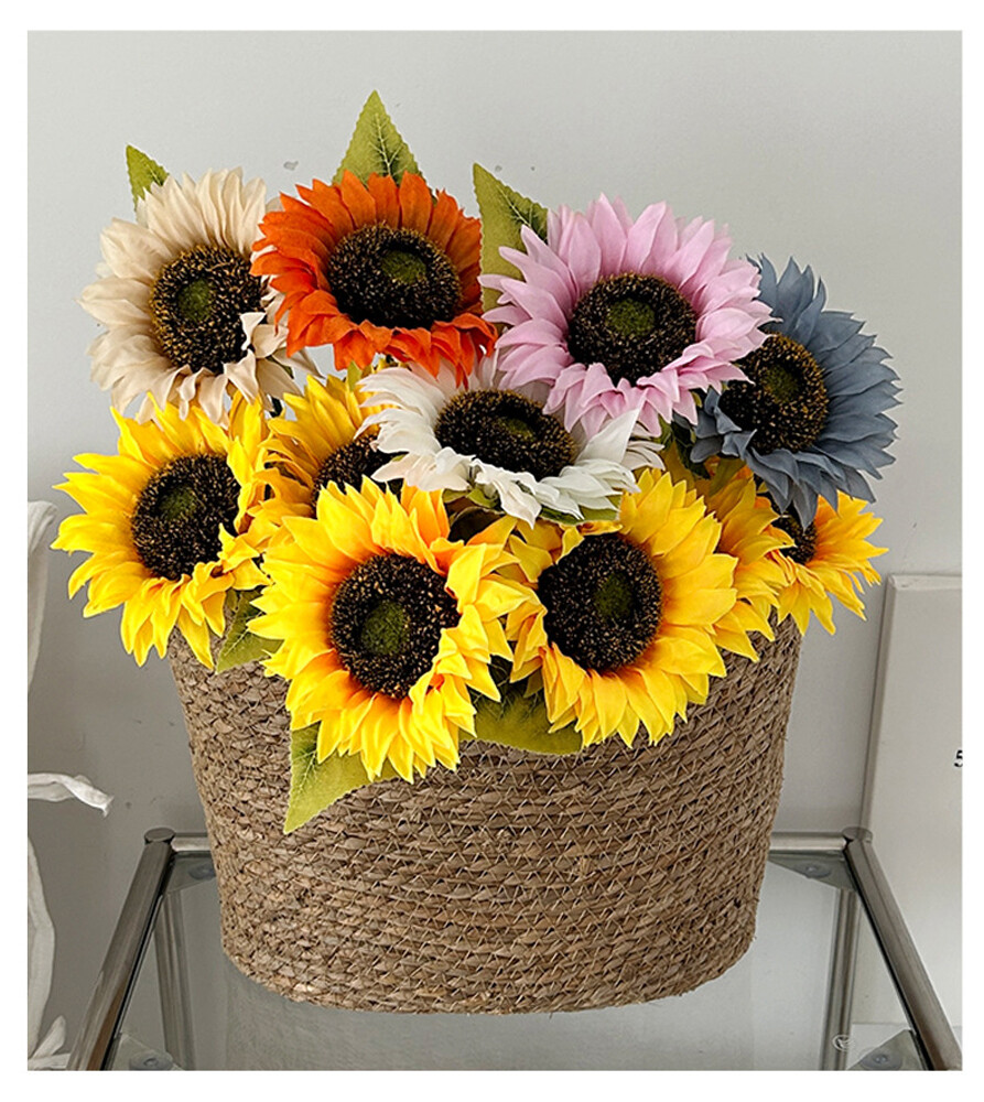 Artificial Single Sunflower Long Stem Silk Flowers Fake Bouquet Party Large