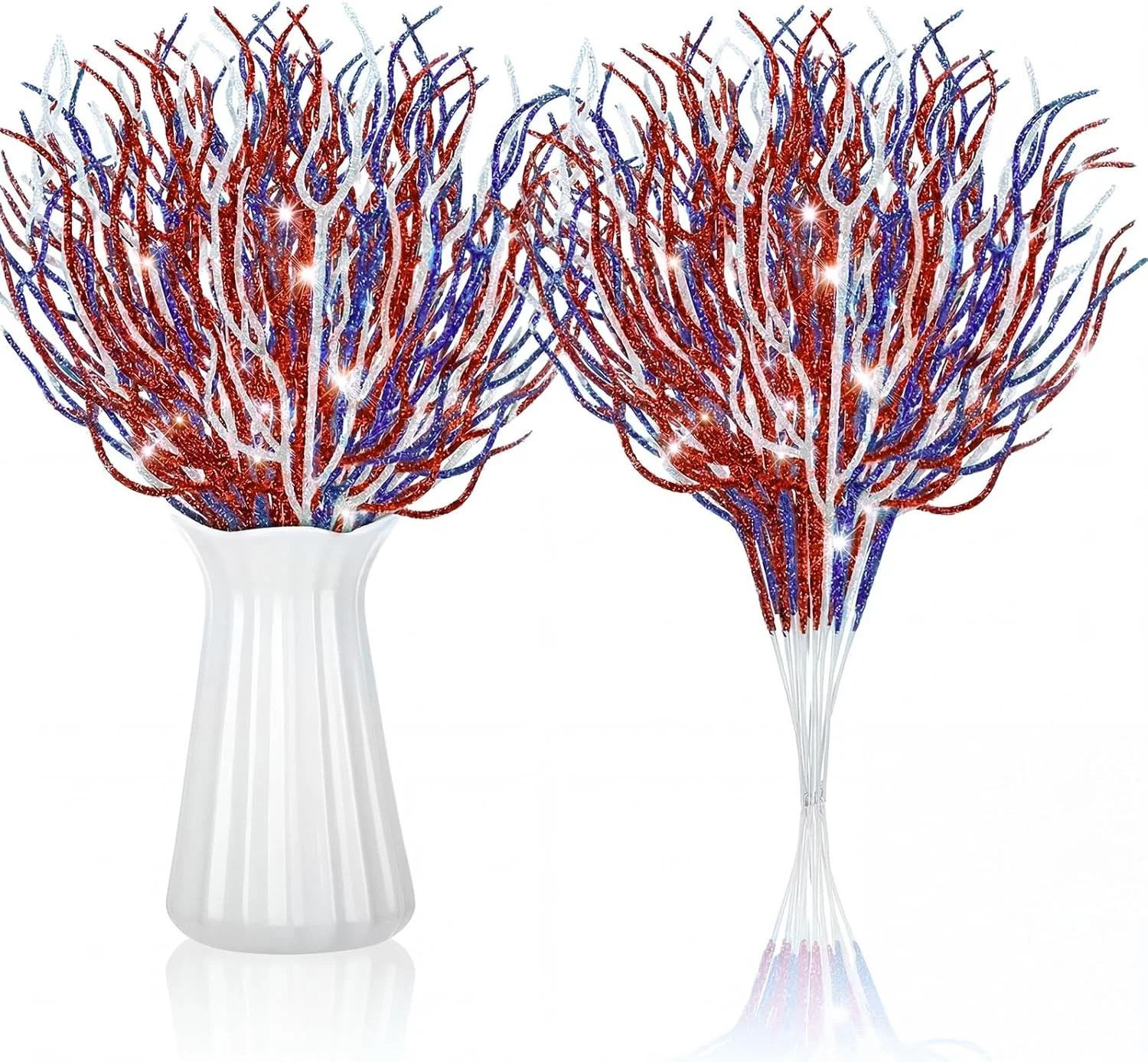 Giegxin 16 Pack Patriotic Picks 17 Inches Red White and Blue Artificial Flowers