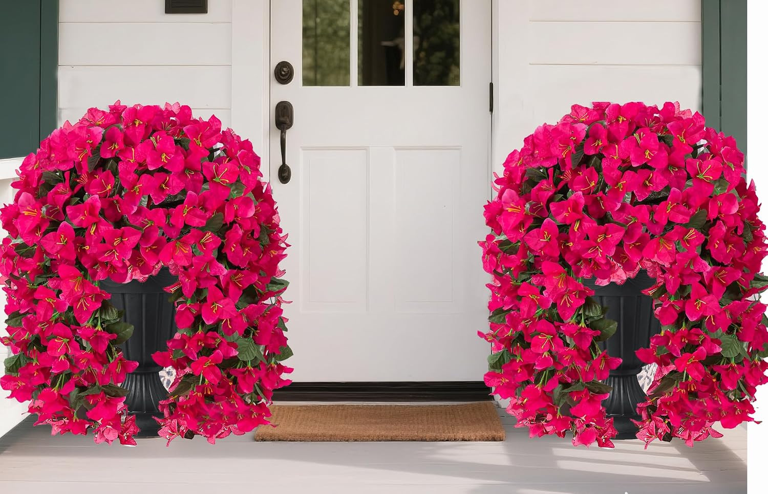 4Pc UV Resistant Bougainvillea Faux Flowers for Outdoor Decor – Rose Red