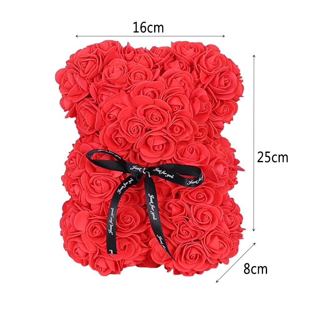 2023 Red Rose Flower Teddy Bear with Gift Box (25cm) Valentines & Birthday Party