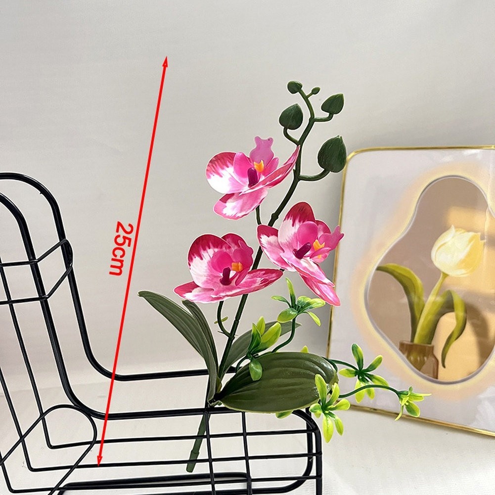 Artificial Phalaenopsis Orchid 25cm Realistic Faux Flower Bouquet for Decor