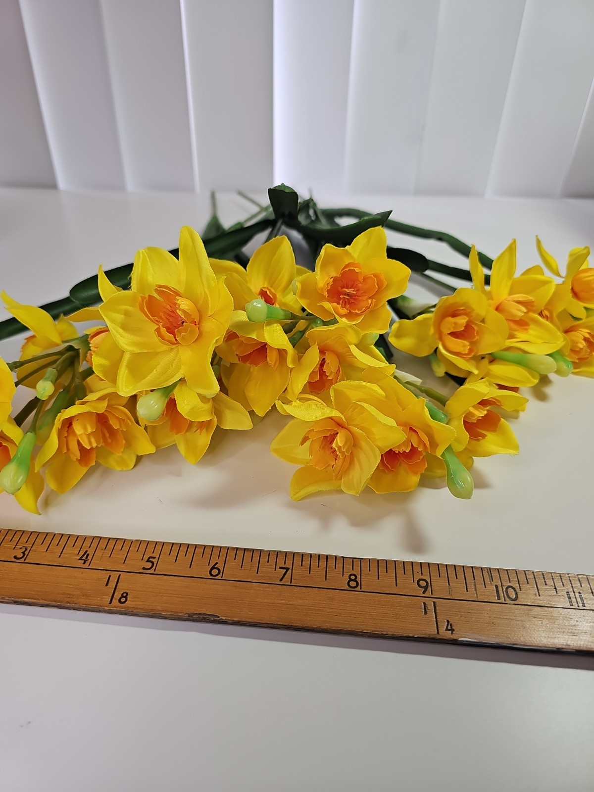 Artificial Daffodil Flowers 8 Stems Yellow Narcissus Faux Floral Decor No Vase