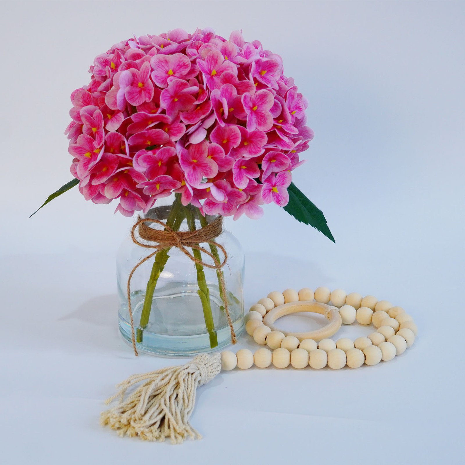 Hydrangea Artificial Flowers in Vase with Faux Water, Real Touch Fake Flowers