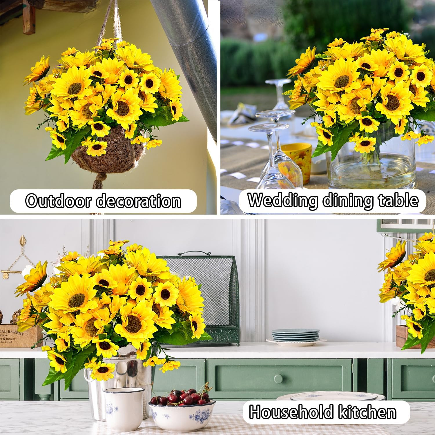 20 Pack Faux Sunflowers for Wedding, Home, Kitchen & Birthday Decor