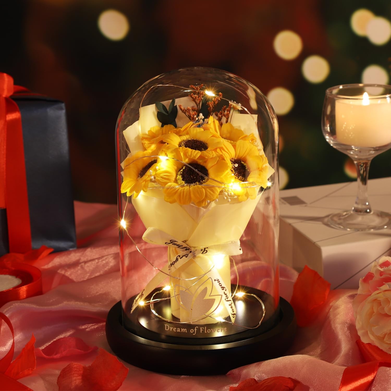 Valentines Day Gifts, Sunflower Gift for Mom-Preserved Artificial Rose Flower…