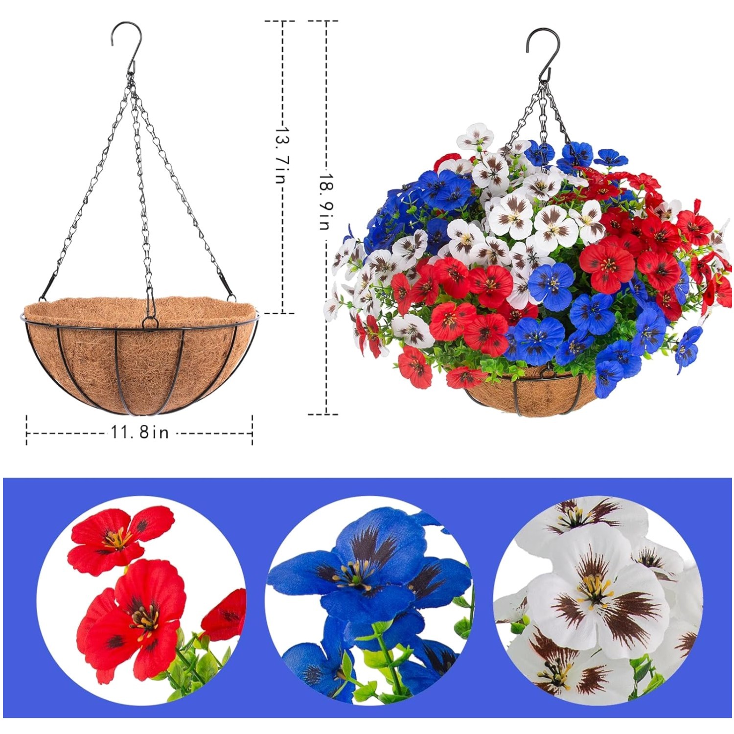 Realistic Artificial Pansies with Hanging Baskets – 24 Pcs