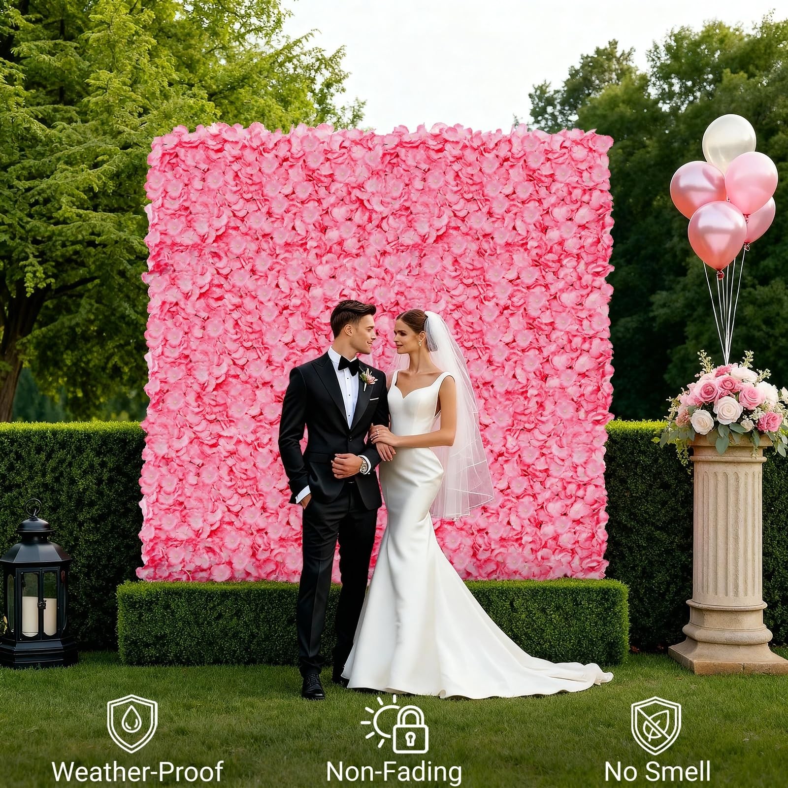 4 Pack 24″x16″ Flower Wall Panel Set, Artificial Flower Backdrop, 3D Silk Pin…