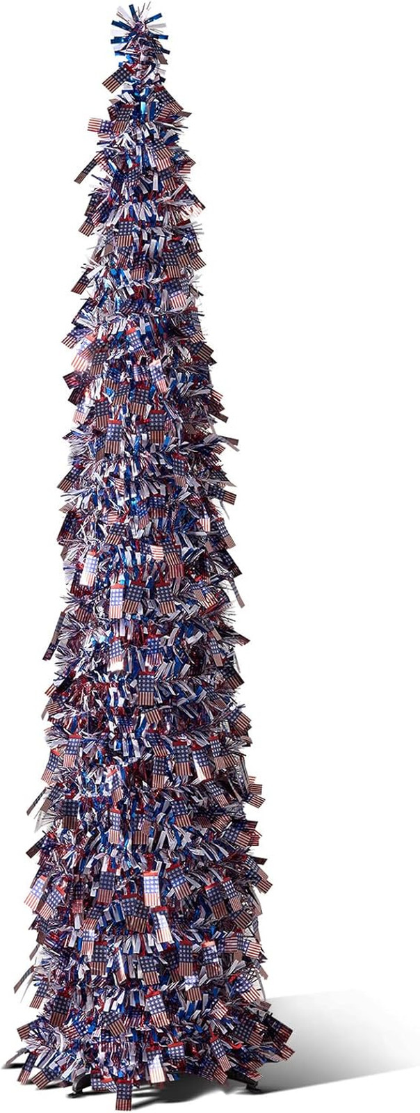 Verinatural 5FT Pop up 4Th of July Decorations Patriotic Tinsel Tree – USA Theme