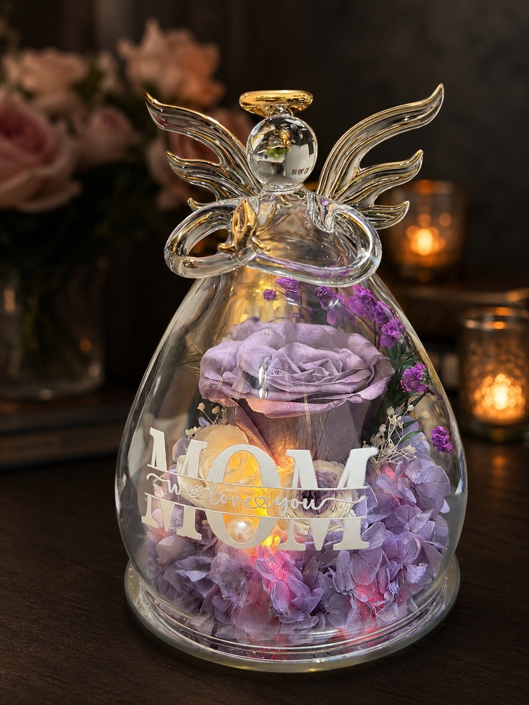 Mom Grandma Rose Gifts on Mother’S Day, Angel Gifts for Women, Preserved Real Ro