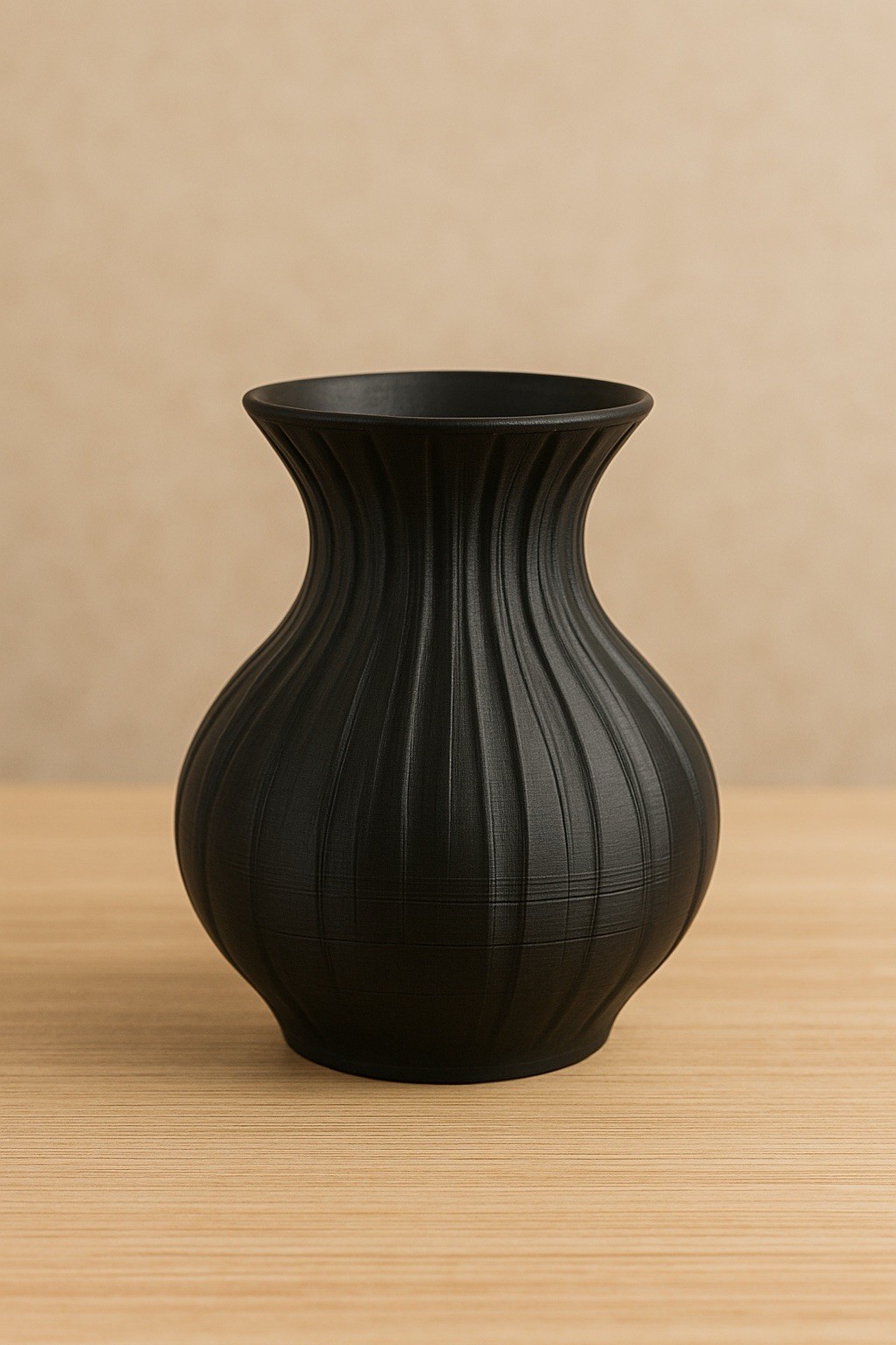 Elegant Black 3D Printed Vase – Modern Home Decor, Matte Finish