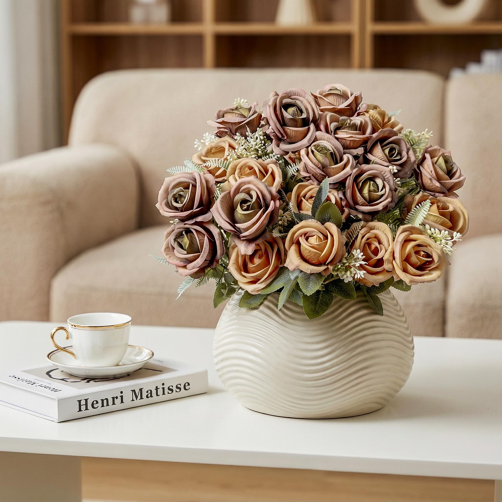 Fake Roses Brown Roses Artificial Roses Silk Roses Artificial Roses with Stem…