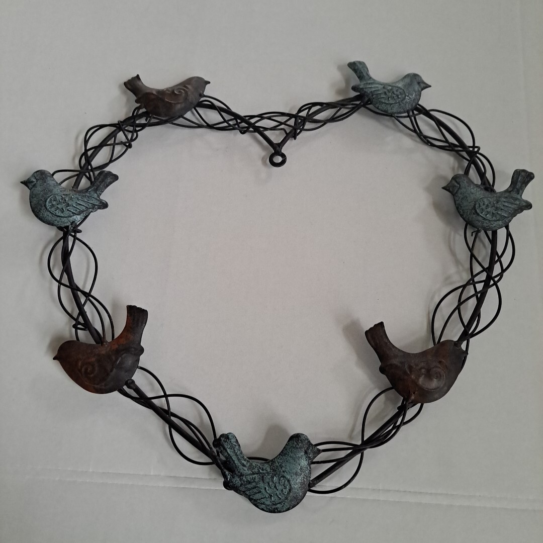 Wall Decor Heart Shaped Metal Wreath With Turquoise Birds Valentine’s Decor Gift