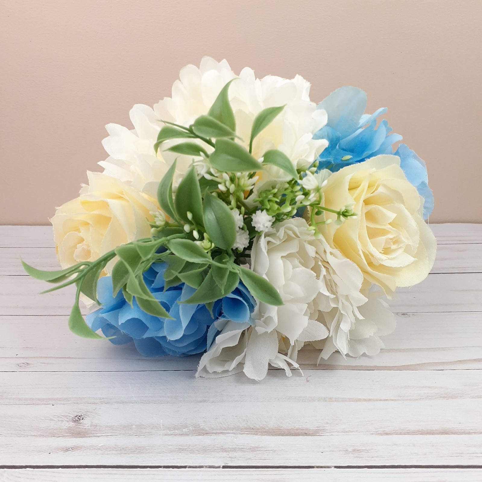 Flower Bouquet Spring Floral Decor Wedding Romantic Blue Yellow F6