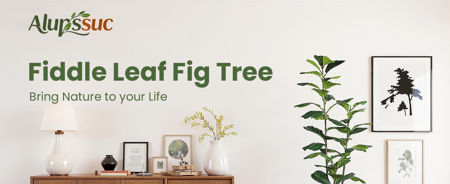 6FT Artificial Fiddle Leaf Fig Tree with White Planter Pot, 6 feet Tall Fake