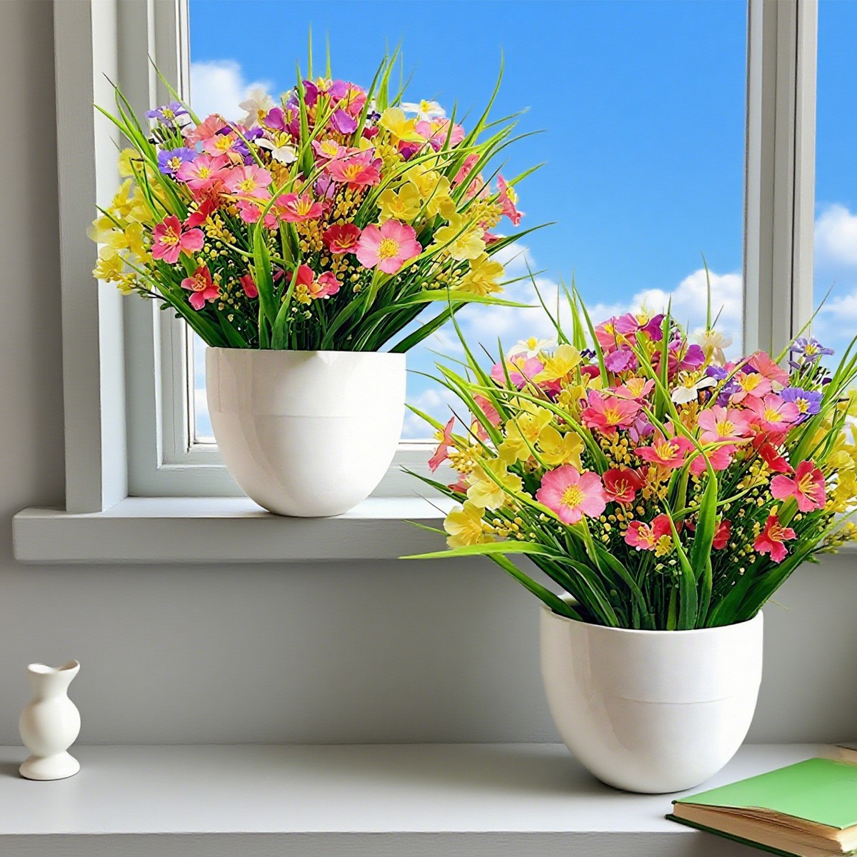 UV-Resistant Artificial Flowers Mix Colors Fake Daisy Plastic Flowers Outdoor