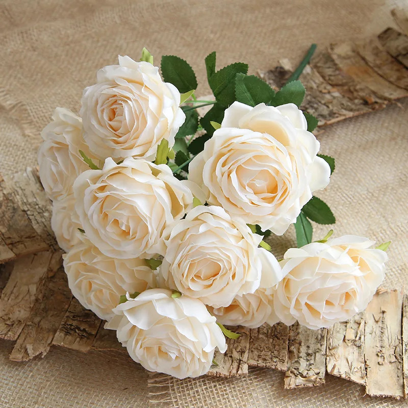 10 Heads Silk Rose Artificial Flowers Bouquet Wedding Garden Home Party Decor