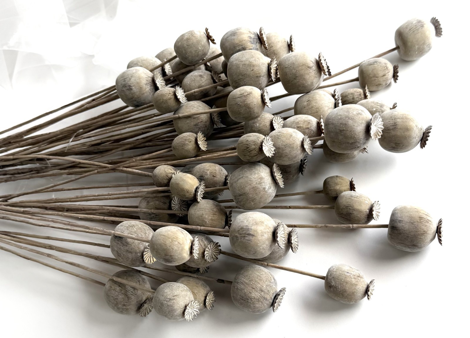 Dried Look Floral Stem Artificial Poppy Faux Stem Faux Flowers Brown