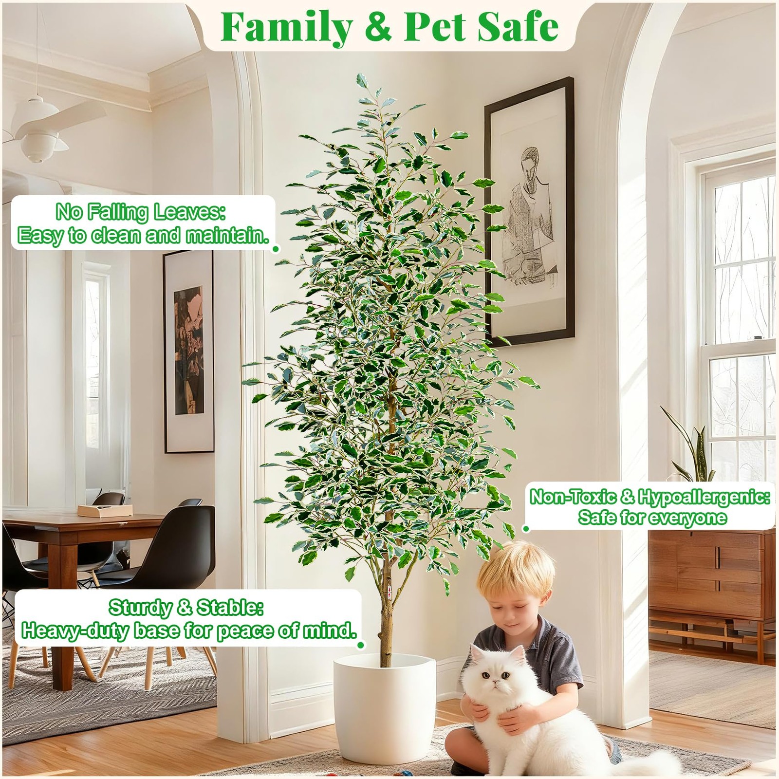 Bailikang 6FT Artificial Ficus Trees Indoor Faux Trees Indoor Fake Floor Plant