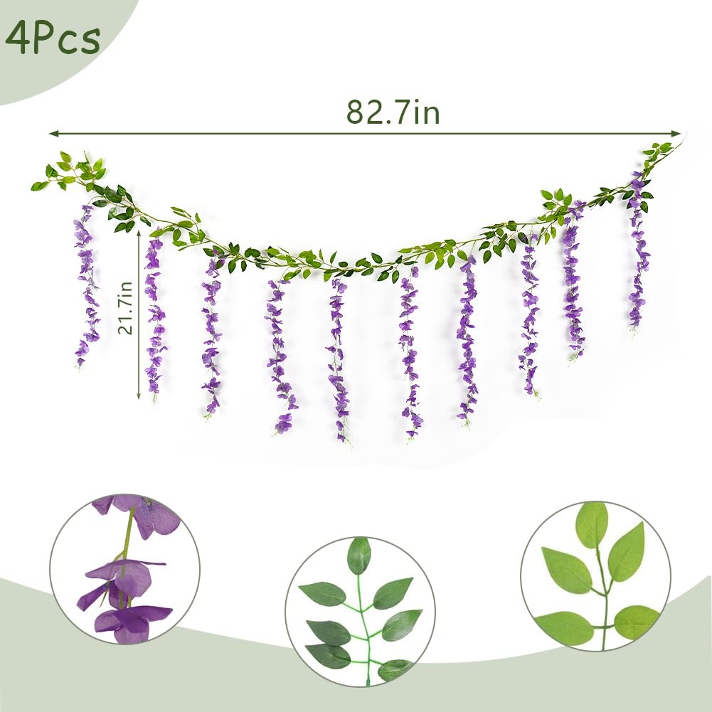 Artificial Wisteria Garland Purple 6ft Light Purple Silk Flowers Home Decor
