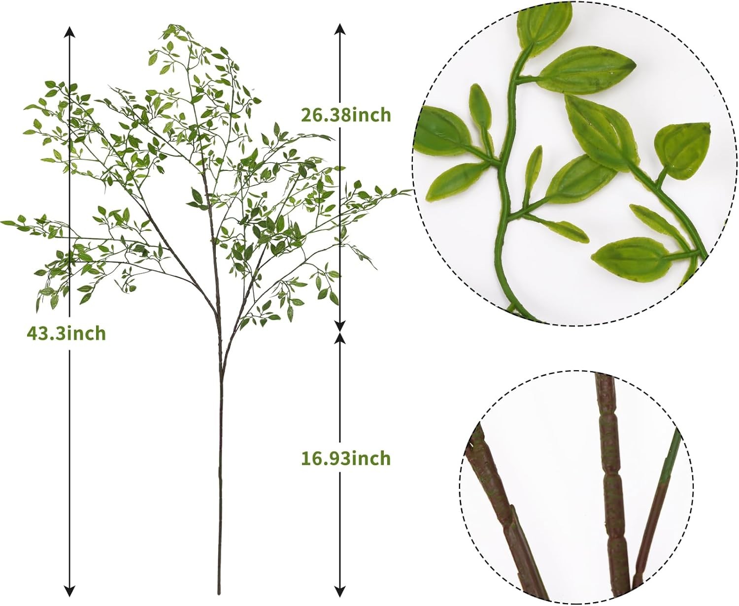 Faux Branches Artificial Plants 2PCS 43.3 Inch Green Nandina Tall Plants for …