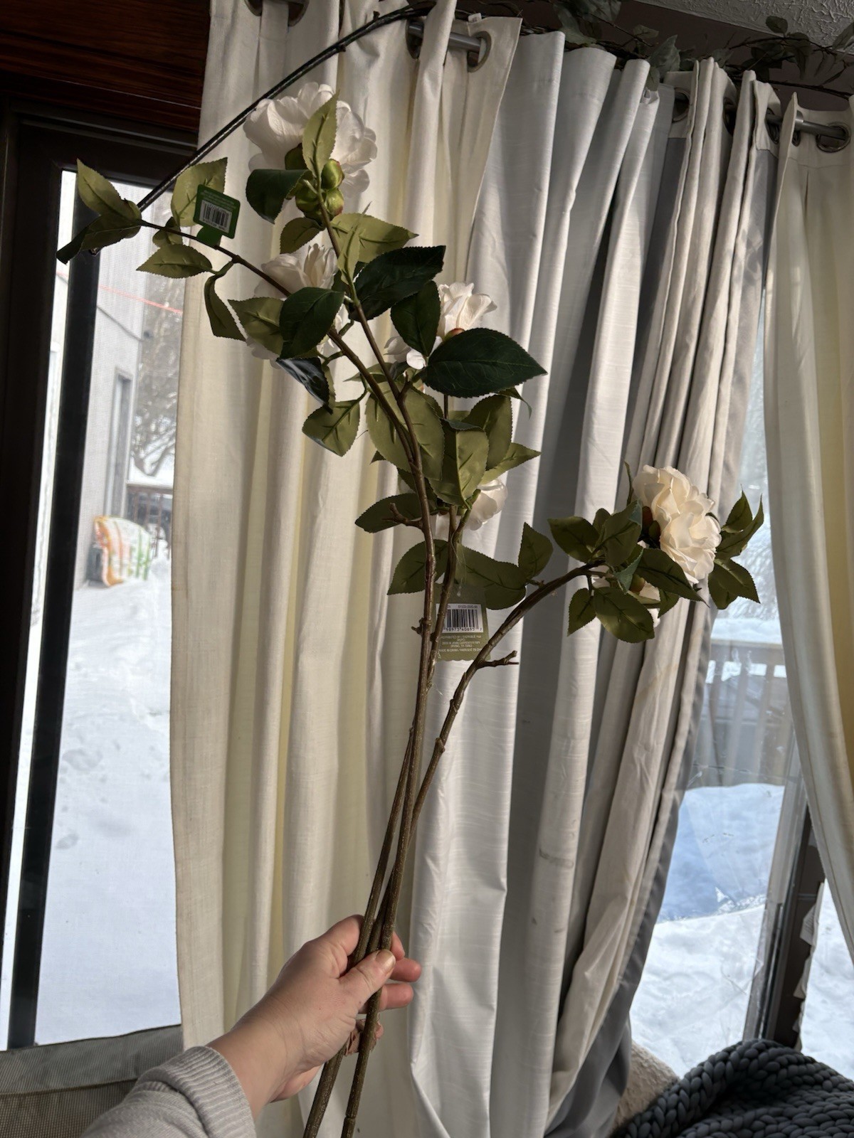 Real Touch White Camellia Long Stem Silk Artificial Flowers-Ashland New