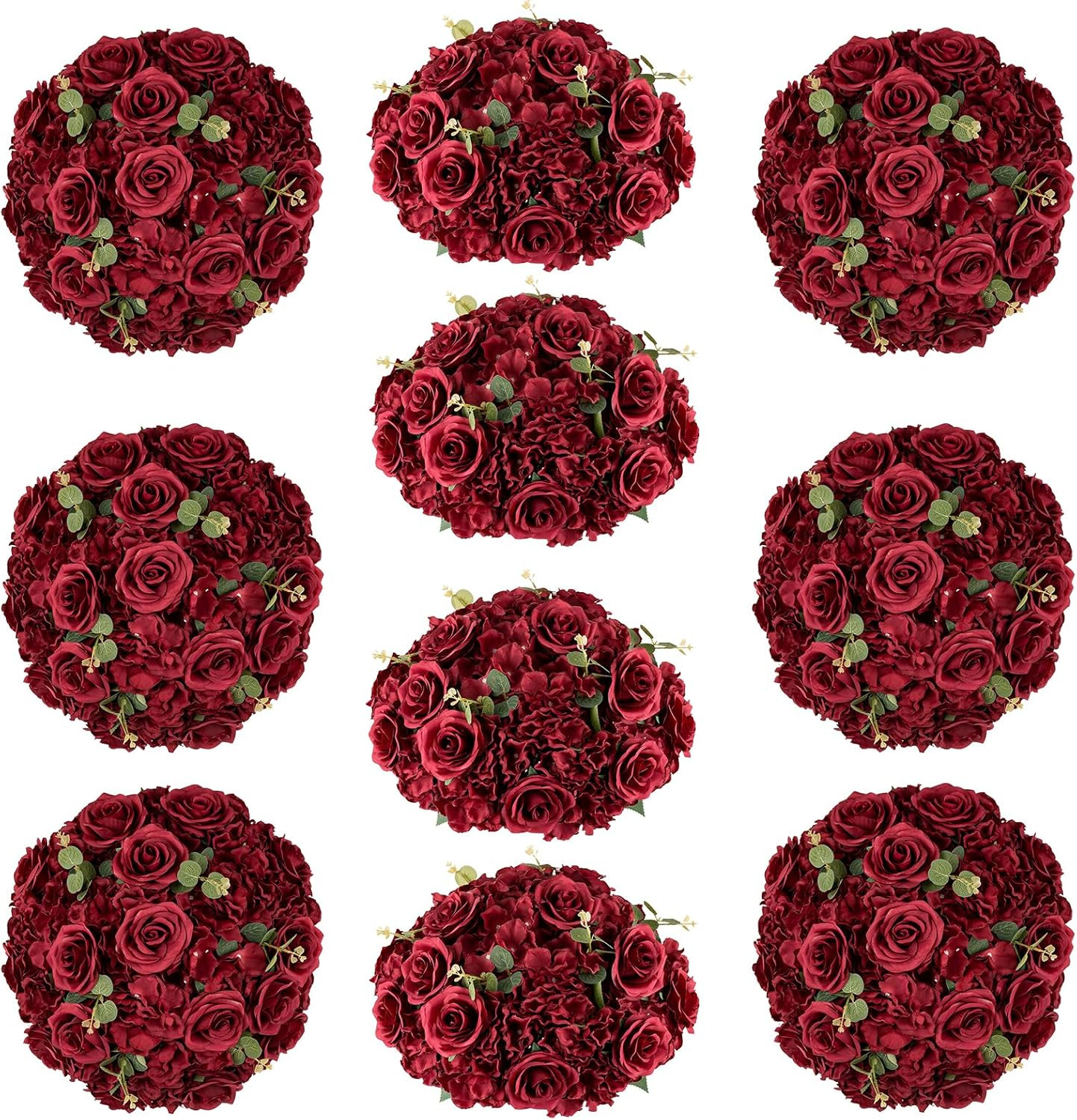 Red Rose Flower Balls – 10 PCS 15.7″ Centerpieces for Weddings & Parties