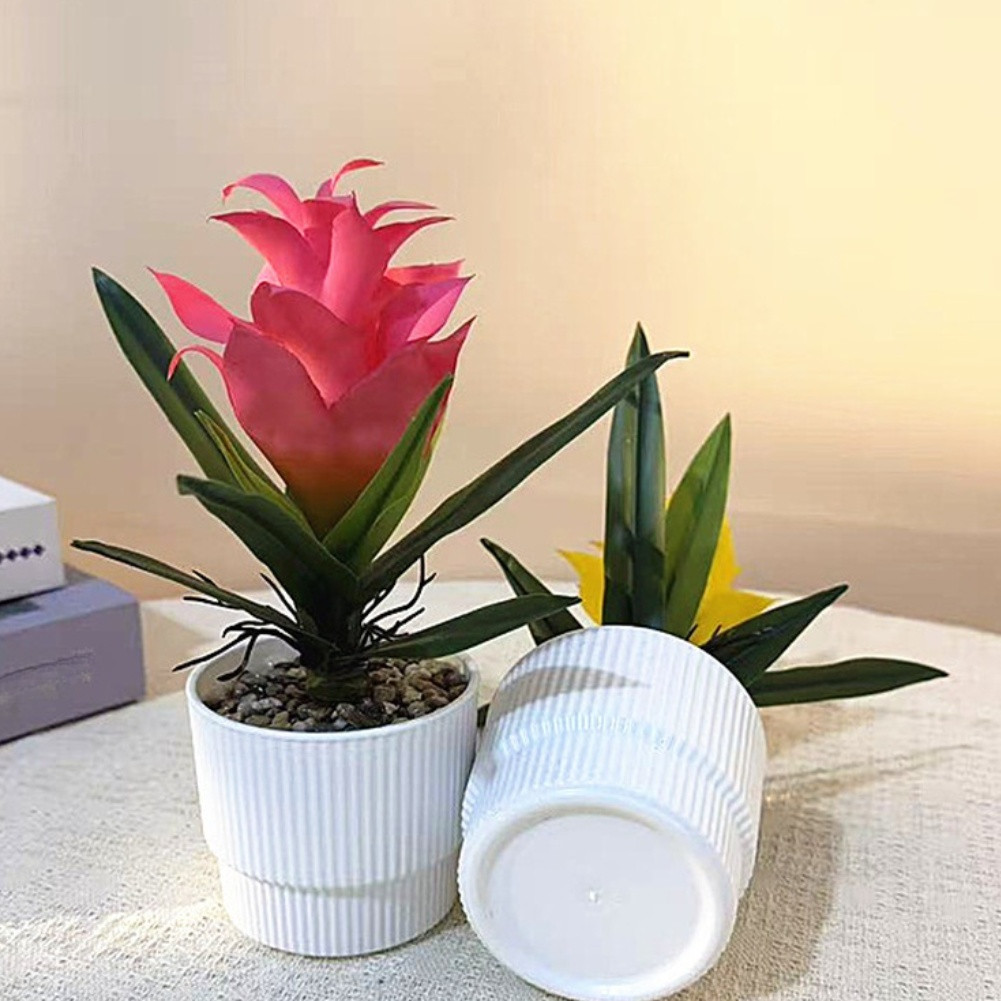 Pineapple Flower Fake Plant in Pot 21cm Tall for Indoor For Table Decor