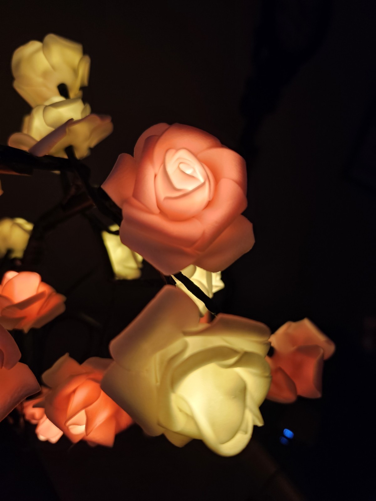 LED Tabletop Bonsai Tree Light Features Artificial Pink & White Blossoms USB