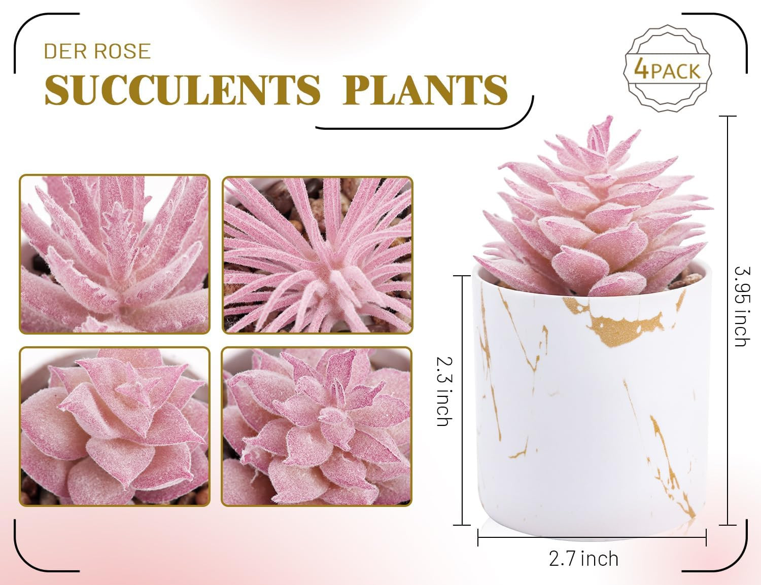 4 Pack Fake Plants for Indoor Home Office Desk Accessories for Women Decor