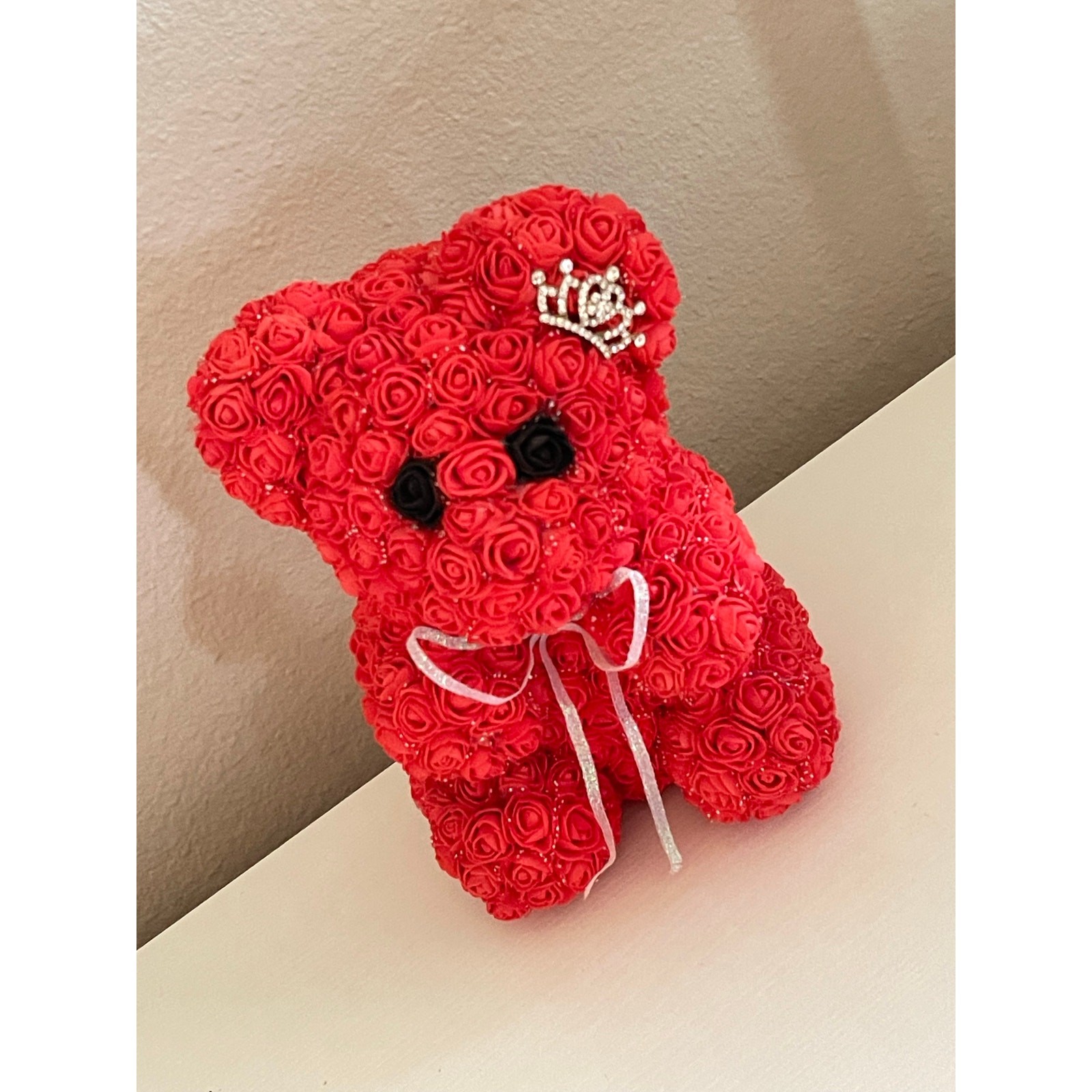 Handmade By Me Hot Red Rose Bear With Eyes