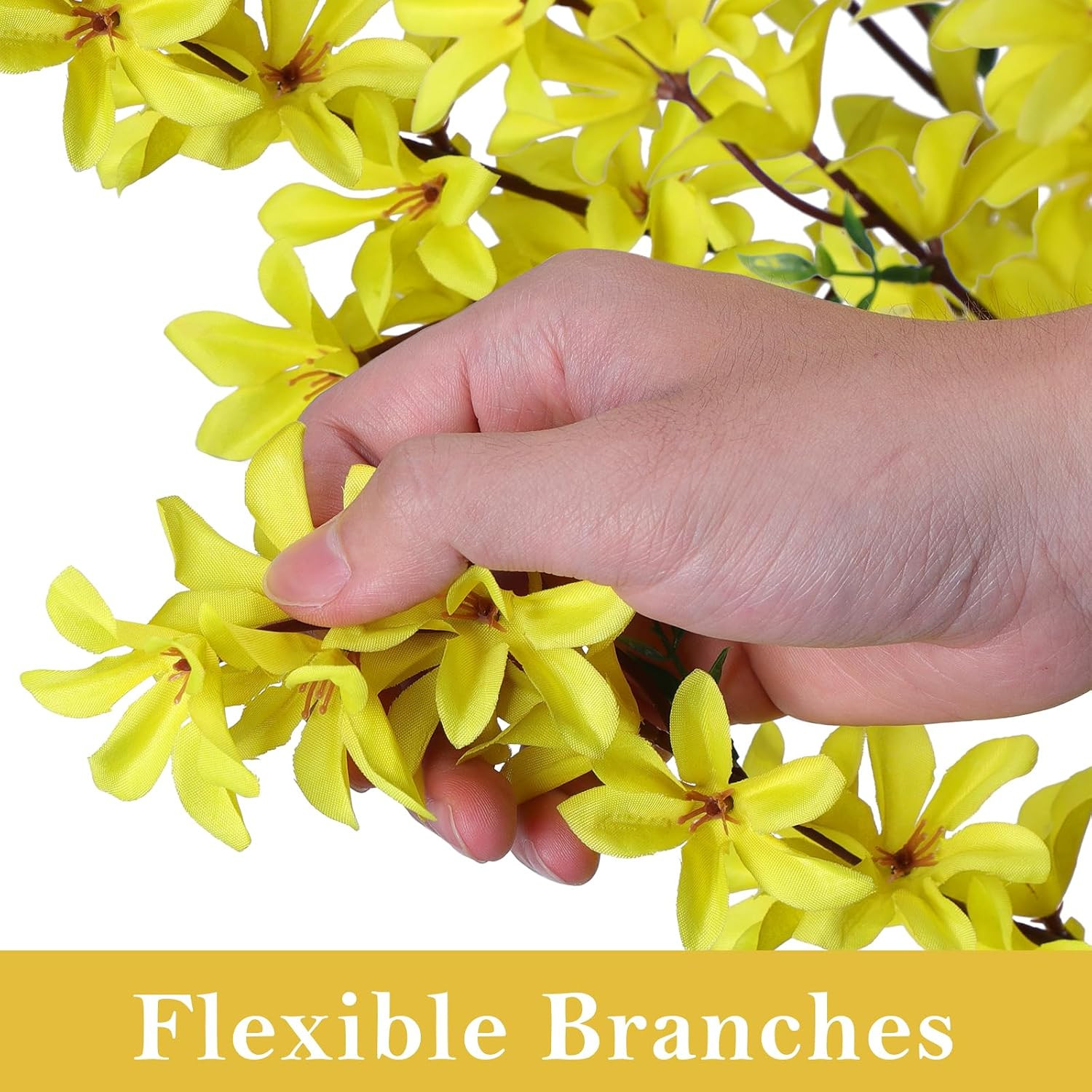 4FT Yellow Faux Forsythia Tree with Pot – Lifelike Indoor/Outdoor Decor