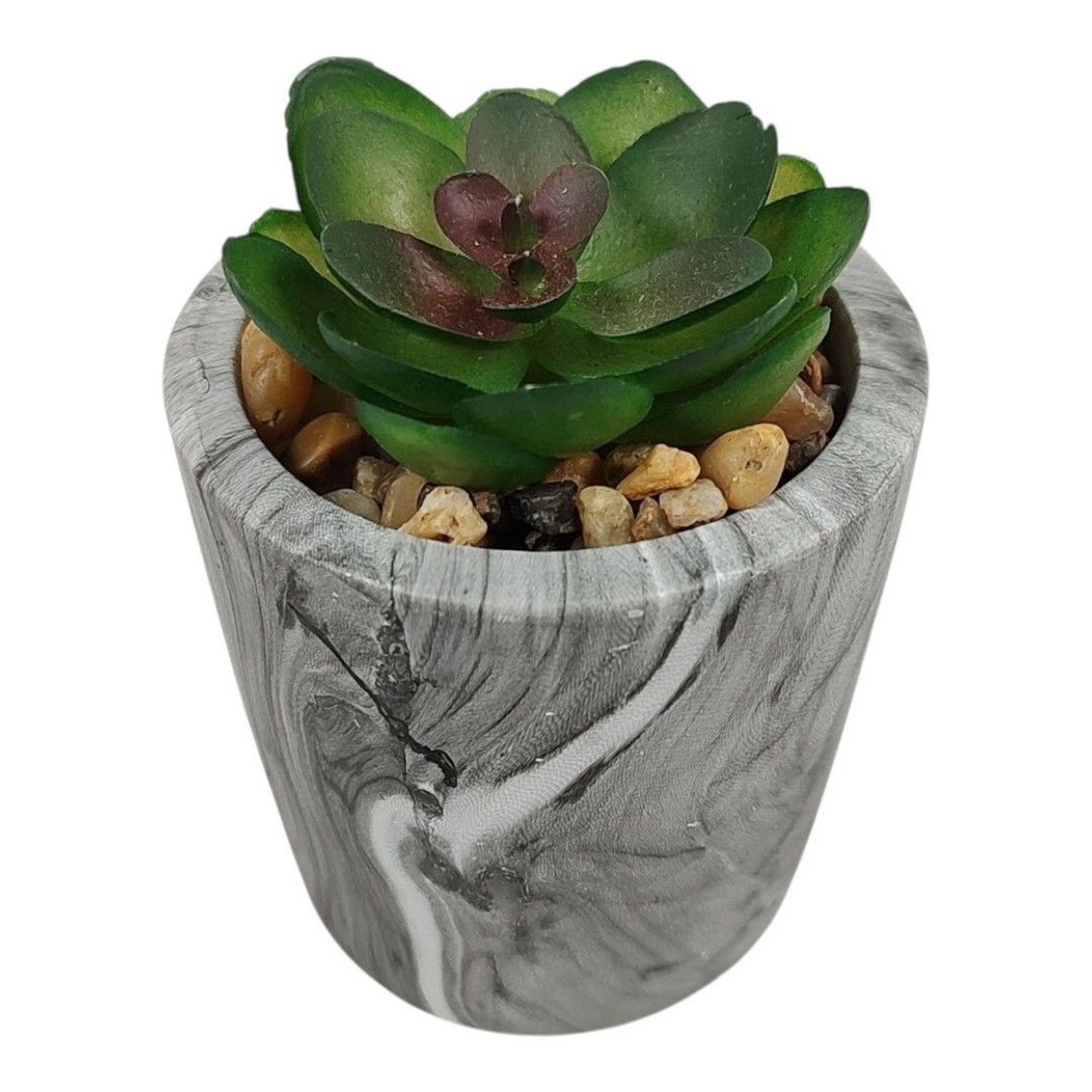 Mini Potted Plant Artificial Succulent Faux Marble 3.5″ x 3″ Mountain Crest