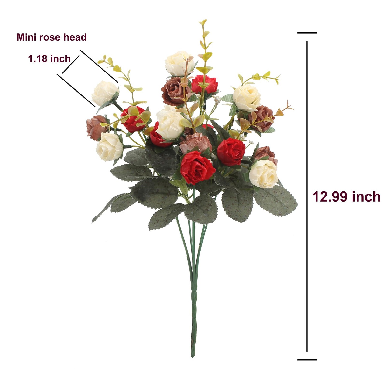 4 PCS 7 Branch 21 Heads Red Artificial Mini Rose Flowers Bouquet Home Decor