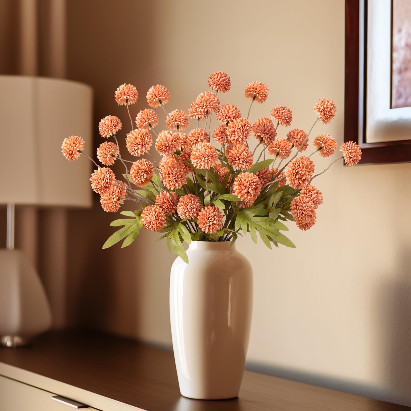 Artificial Flowers 10Pc, Fake Flower for Indoor Outdoor, 20.5In Silk Chrysant…