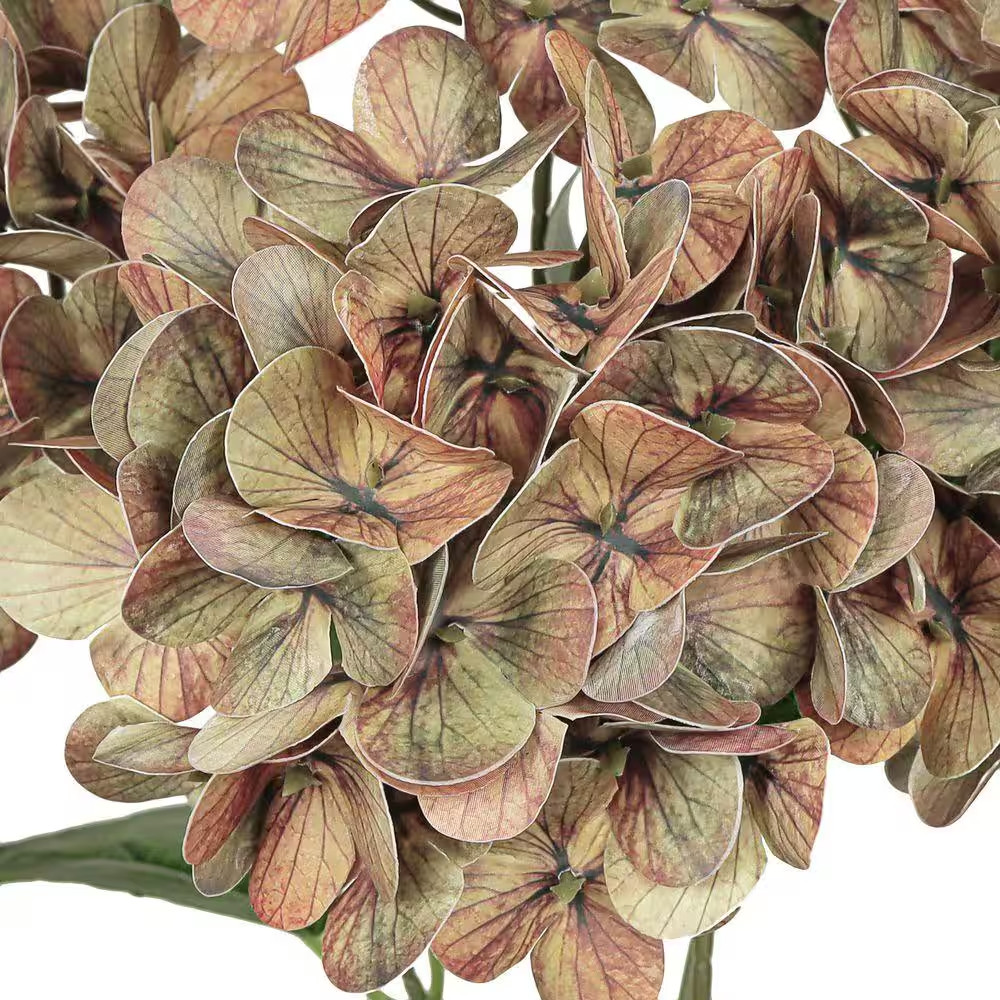 18 In. Dusty Cafe Brown Natural Touch Artificial Hydrangea Flower Stem Bush Bouq