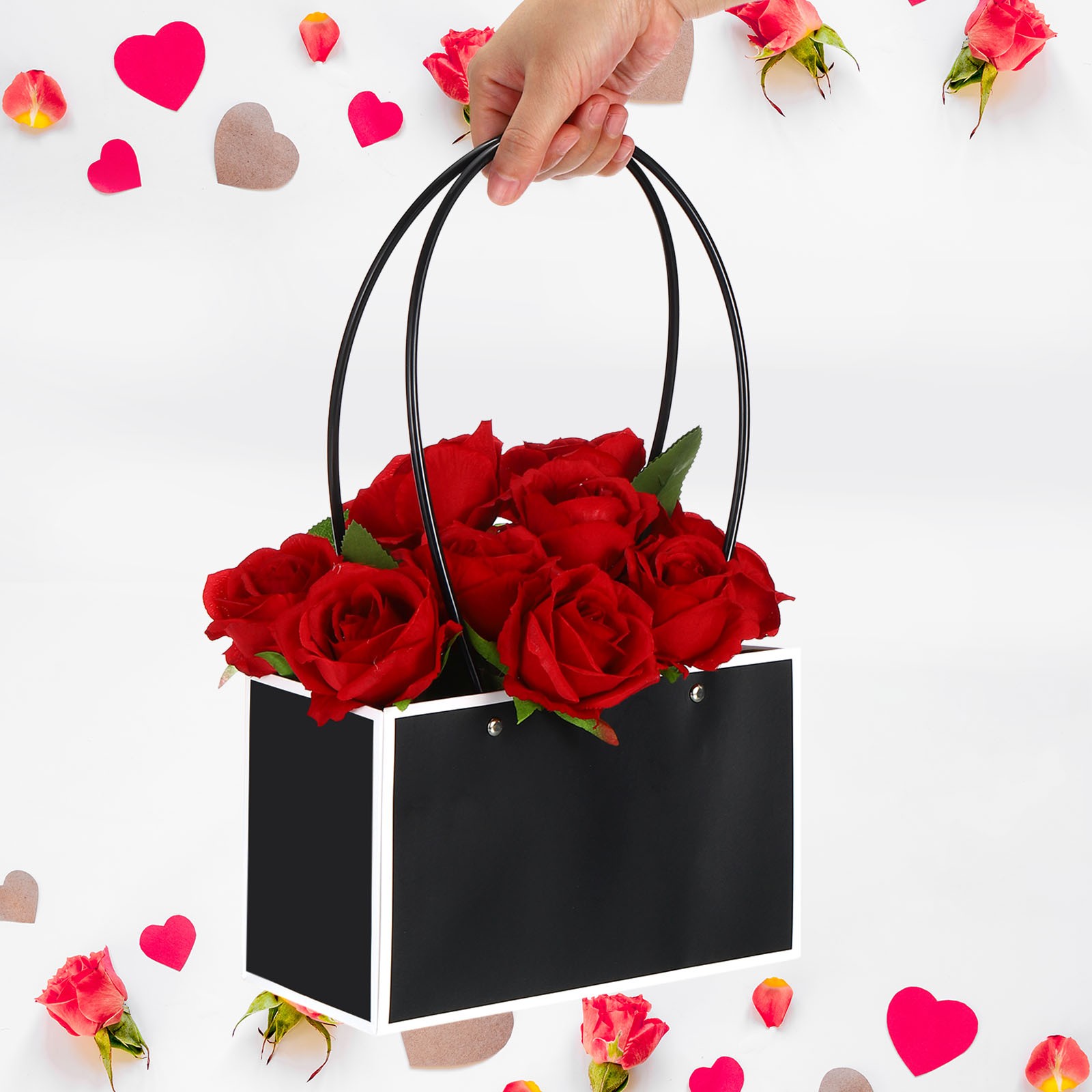 Flower Gift Box, 24 Pcs, Black with White Borders & Black with White Borders