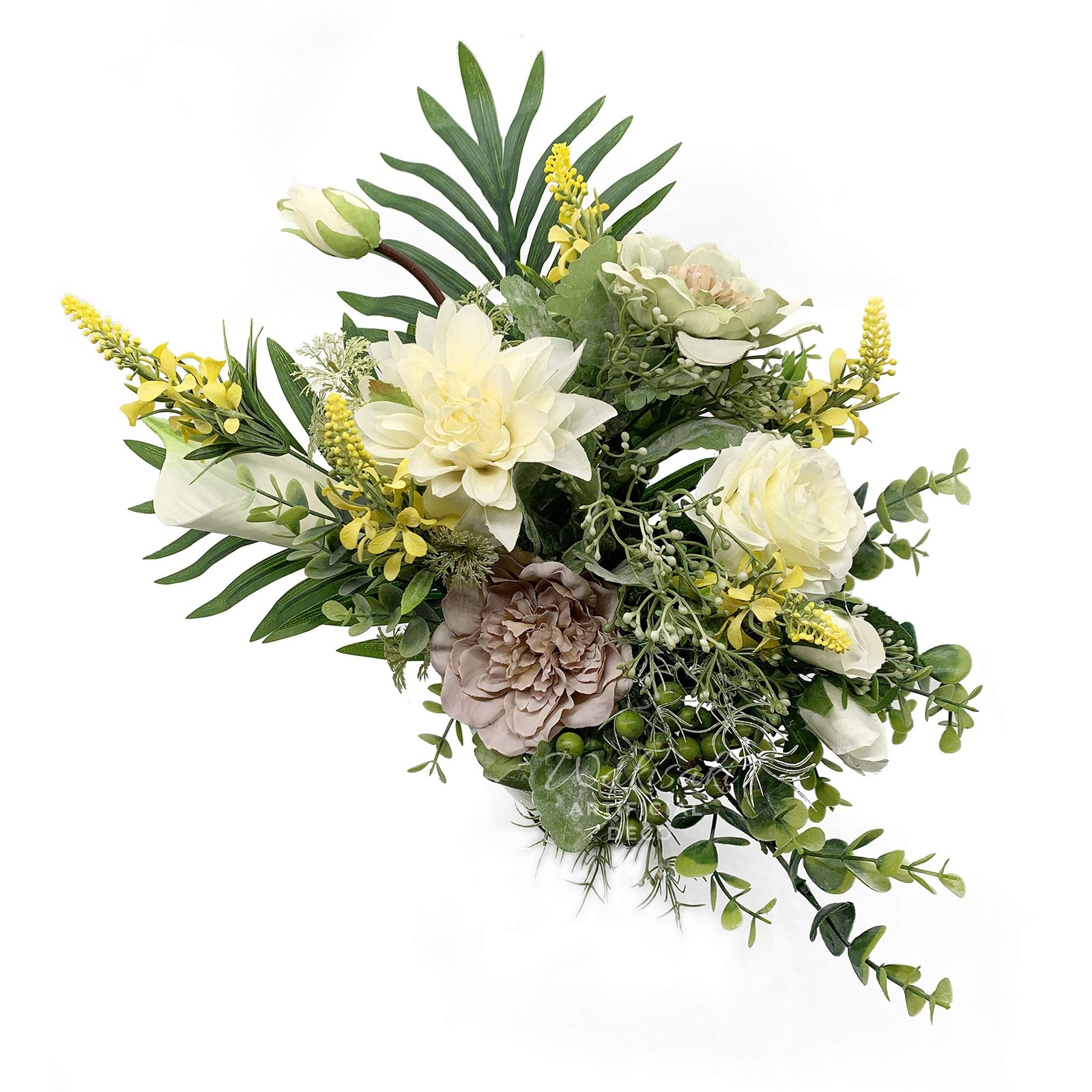 Faux Flowers in Ceramic Vase, Artificial Flower Arrangement Decoration for Ho…