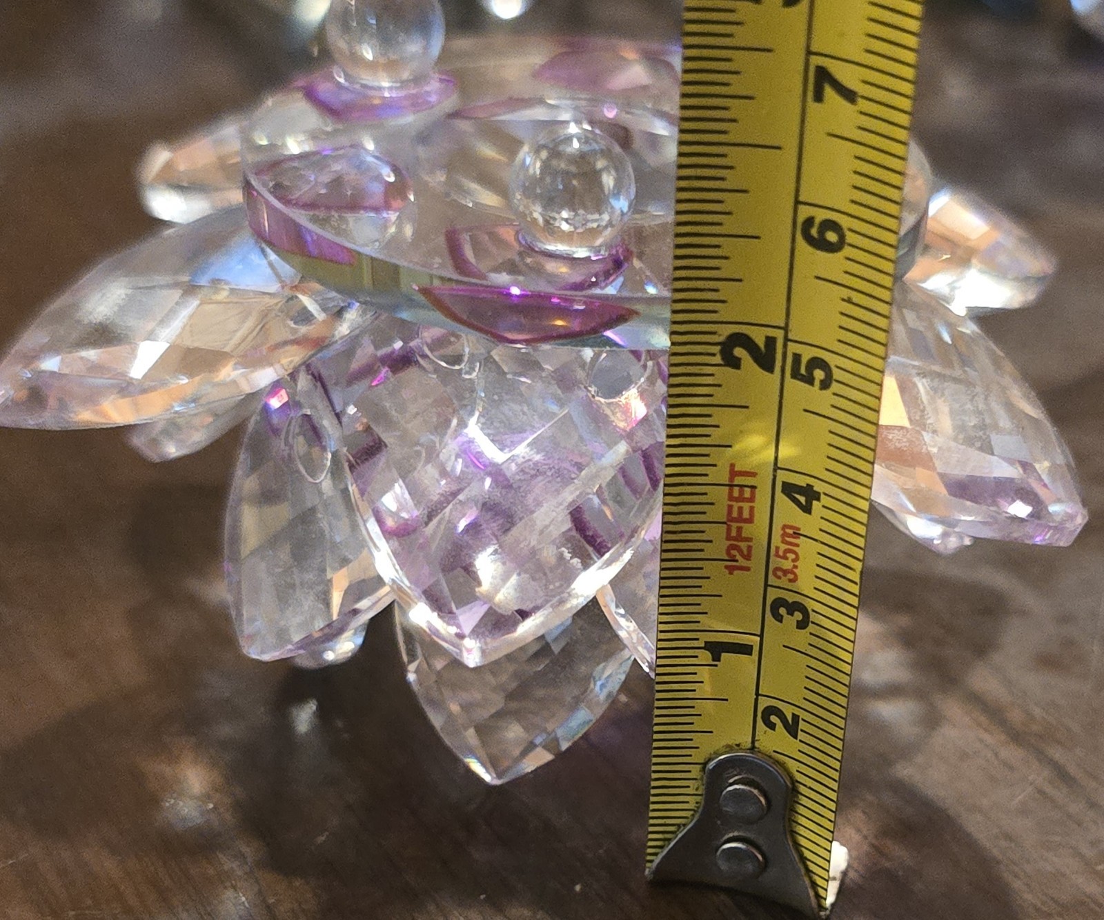 3⅝” Crystal Lotus Flower Pink/Purple Accent Decorative Mini Centerpiece Table