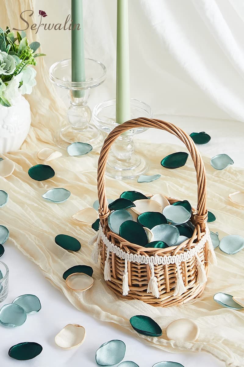 300 PCS Silk Rose Petals 3 Color Mixes Green Gold Flower Girl Scatter