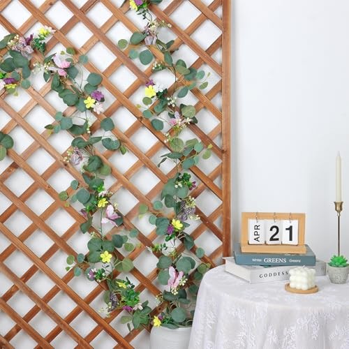4 Pack 5.68 FT Artificial Daisy Garland with 3D 4PCS Butterfly Eucalyptus