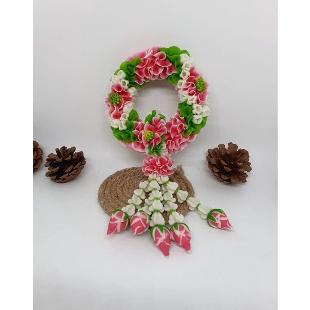 7 in. Clay Worship Garland Votive Asian Thai Display Decorative Souvenirs Gifts