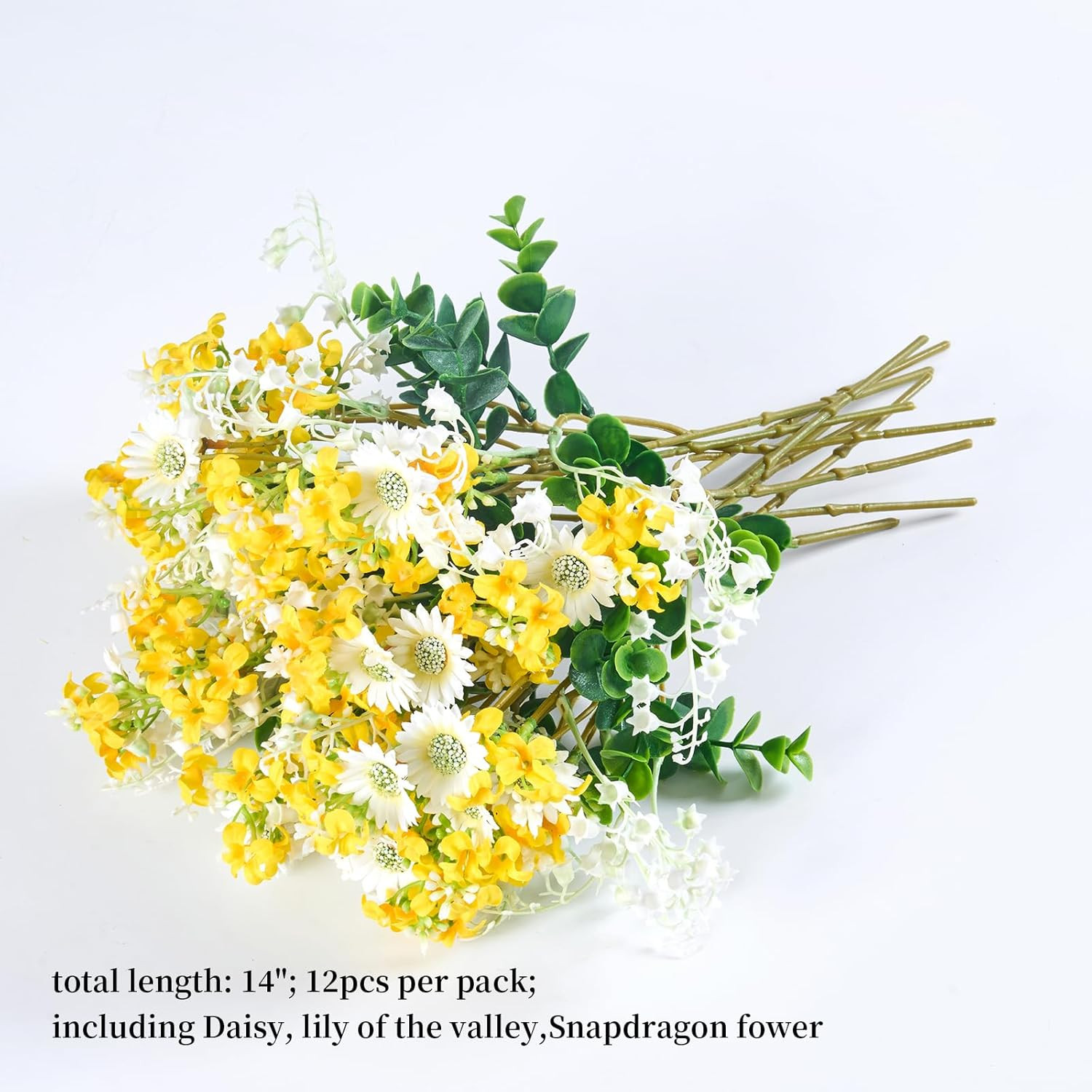 Artificial Daisies Lilac Wildflowers Yellow and White Artificial Flowers,12pcs S